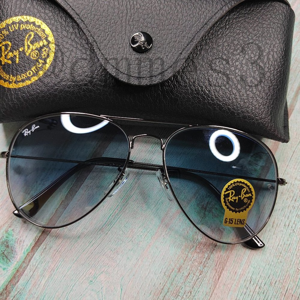 👦Ray-Ban 3026 gradient grey Aviator Sunglasses 62mm
